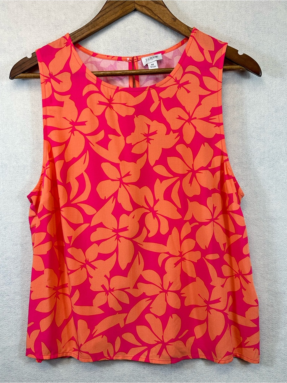 J. Crew Pink Orange Floral Sleeveless Blouse NWT Medium